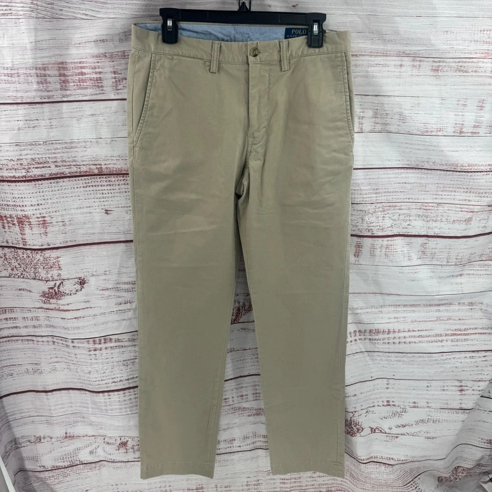 Polo Ralph Lauren Pants Mens 30x32 Stretch Straight Fit Chino Khaki Tan
